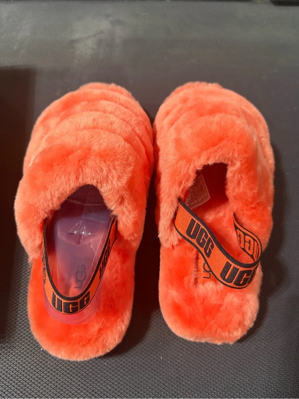 UGG K Fluff Yeah Slide Slippers - Coral Orange